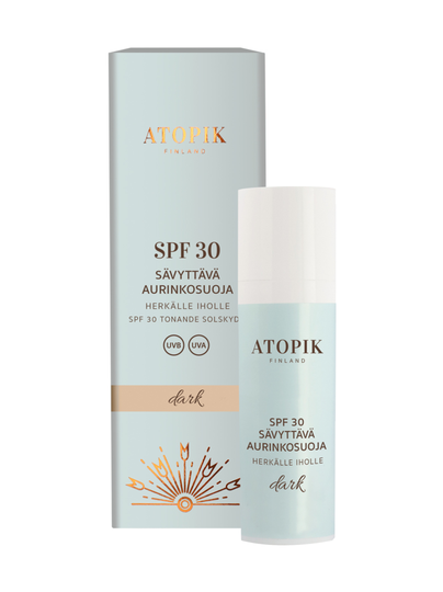 Atopik spf 30 sävyttävä aurinkosuoja dark, 30 ml