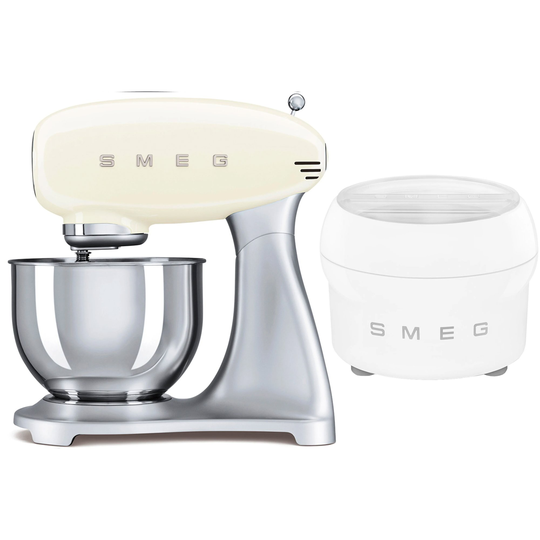 Smeg Yleiskone, jossa jäätelökone, creme / teräs