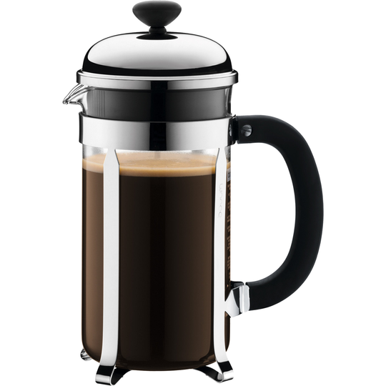 Bodum Chambord-pressopannu, 8 kuppia, kromi, soft grip -kahva