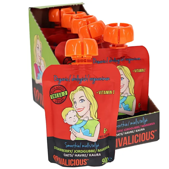 Vivalicious Hedelmäsose Mansikka Luomu 6-pack