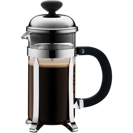 Bodum Chambord-pressopannu, 3 kuppia, kromi, soft grip -kahva